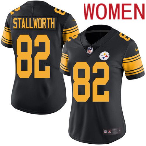 Women Pittsburgh Steelers 82 John Stallworth Nike Black Vapor Limited Rush NFL Jersey